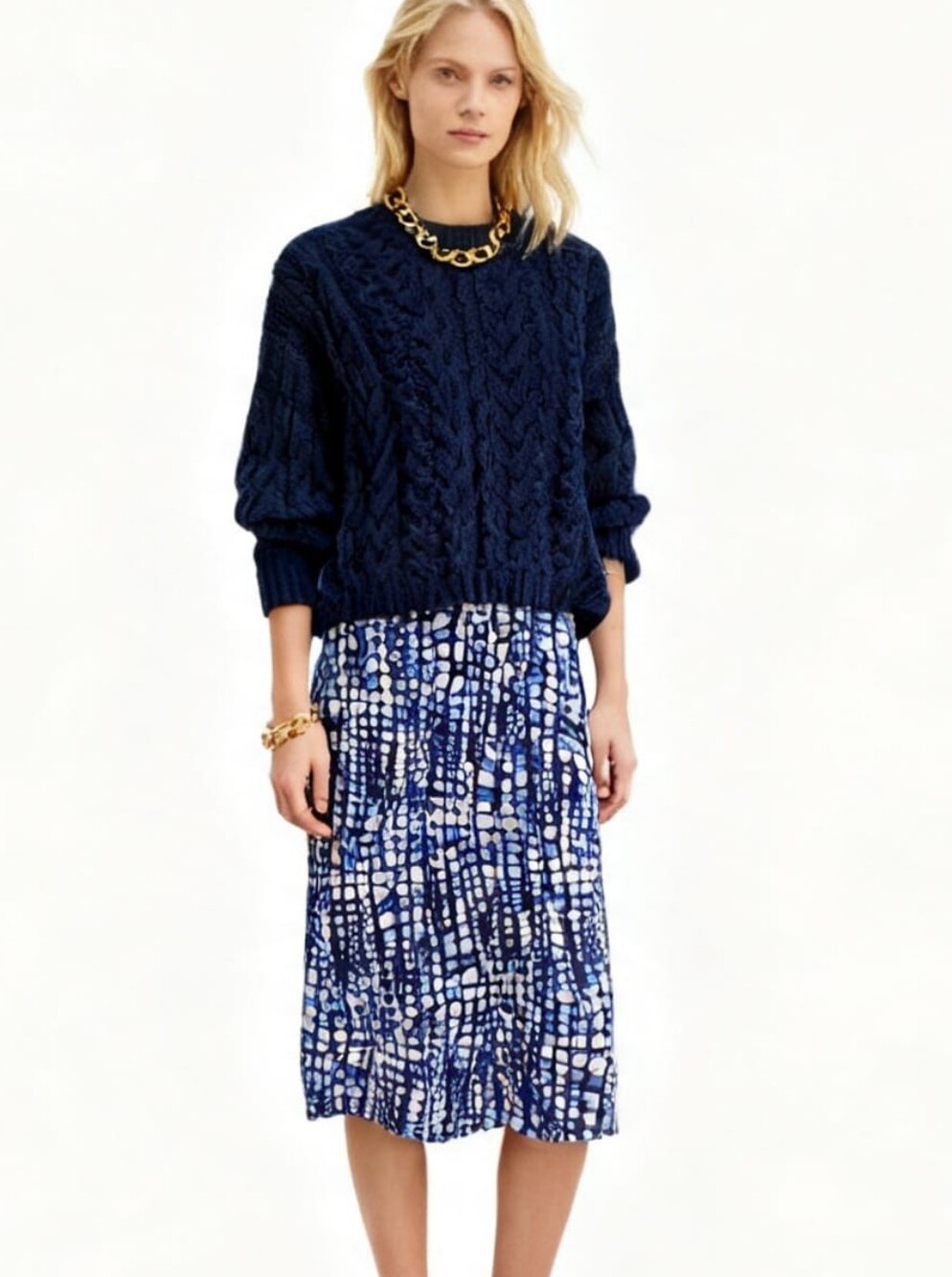 J. McLaughlin Satin Printed Midi Skirt Size 10